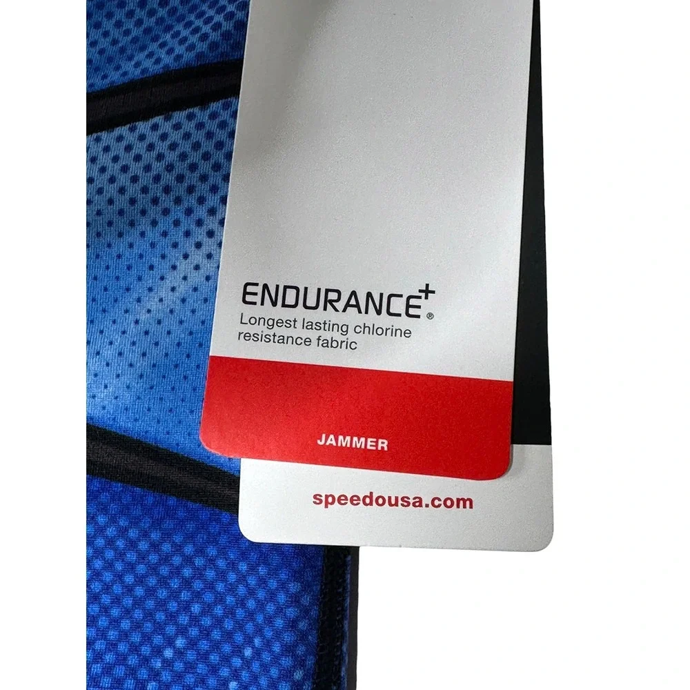 NEW Speedo Swim Jammers 32 Speedo Blue Endurance+ Training Trunks Shell Shock